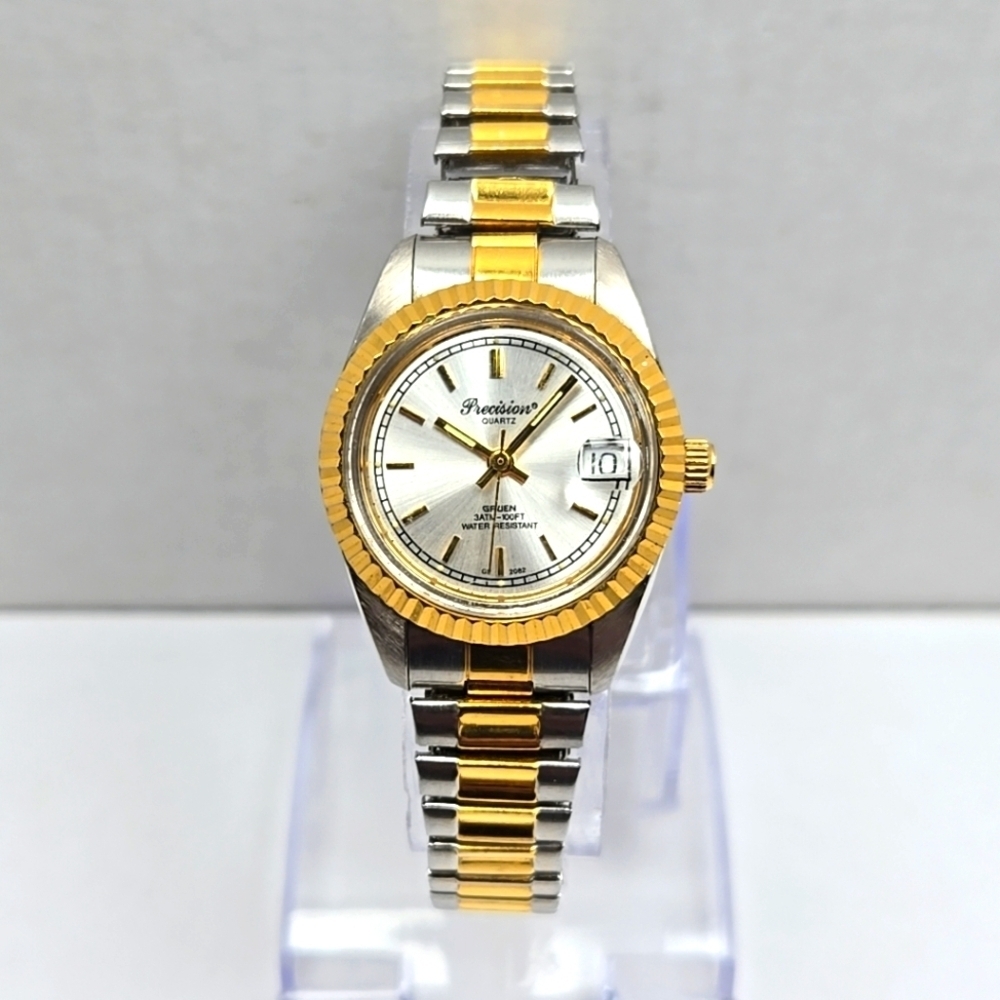 Precision by Gruen 237803114 Two Tone Womens Watch New Battery Date.    - Read -